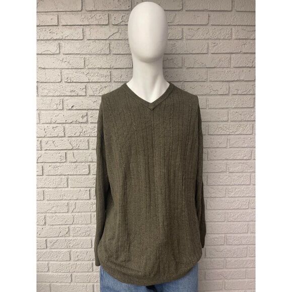 Harbor Bay Men Green Long Sleeve V-Neck Sweater Size 2XLT - Picture 1 of 8